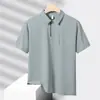 Versátil Camisa Polo Nueva de Verano Delgada para Hombre Casual de Negocios Cuello Solapa Camiseta de Manga Corta de Seda de Hielo Top de Color Sólido