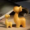 Figuras de Girafa e Veado Esculpidas em Sândalo, Pequenos Artesanatos de Madeira, Enfeites de Decoração para Casa Estilo Cartoon