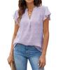 Cross-border Europeu e Americano Feminino 2023 Amazon Summer Nova V-neck plissado Lotus Leaf Sleeve Blusa Chiffon