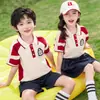 Roupas de Aula para Alunos do Ensino Fundamental Roupas de Verão Traje Esportivo de Manga Curta Uniforme Escolar de Formatura Estilo Colégio Britânico Infantil Uniforme de Jardim de Infância