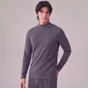 Sol de Inverno340G Camisa Térmica Masculina de Manga Longa com Gola Alta Redonda e Fleece Escovado Dupla Face Outono/Inverno
