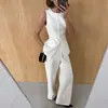 Conjunto de Moda Casual Europeo y Americano Transfronterizo Nuevo Primavera/Verano 2026 Chaleco sin Mangas Top Pantalones Rectos para Mujer Pantalones Largos