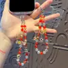 Cadena de Teléfono Colgante DIY de Aleación con Cuentas Hecho a Mano de Año Nuevo, Paz y Alegría, Adorno Llavero para Bolso Festivo del Año del Caballo