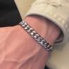 Acero de titanio de 7 mm de grosor, superficie pulida que no se desvanece, tendencia hip-hop, pulsera de cadena cubana para hombres y mujeres, joyería europea y americana al por mayor