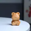 Urso Irregular Urso Diamante Escultura Manual em Madeira de Tuia Decoração de Casa Brinquedo Desenho Animado Fofo Pequeno Ornamento