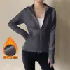 Chaqueta Gruesa Forrada de Polar Cálido para Mujer, Temporada de Primavera, Cuello Alto, Doble Cremallera, Top de Yoga Ajustado, Ropa Deportiva para Correr y Fitness