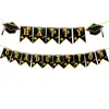 Set de Vajilla para Fiesta de Temporada de Graduación 2026 Negro Platos de Papel para Adultos Vasos de Papel Pancarta de Graduación Mantel de Mesa para Fiesta Pe