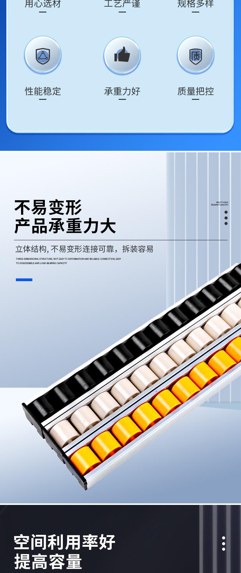 钣金流利条,加强加厚货架滑轮轨道,铝合金防静电滚轮导轨,卸货滑轨