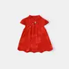 Falda para Bebé Seda Humana Cheongsam Manga Corta Falda Verano Delgada Nueva Bebé Recién Nacido Estilo Chino de Verano