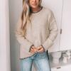 Suéter de cuello redondo con ribete y borde para mujer, jersey de punto con estampado de la estación independiente de Amazon, otoño, moda europea y americana, superventas
