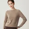 Suéter 100% Cachemir para Mujer, Cuello Redondo Tejido de Cachemir Puro para Mujer, Capa Base Simple de Punto Plano Otoño/Invierno