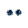2026 Novos Brincos Elegantes de Cristal Azul Moda Coreana Design Longo Brincos Tendência de Influenciador para Mulheres Venda por Atacado