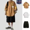 Conjunto de Camisa de Manga Curta de Verão para Homens Plus Size Pessoa Gorda Tendência Americana Jovem Canalha Conjunto Fresco de Três Peças Homens