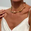 Joyería Transfronteriza Europea y Americana, Collar de Perlas Irregulares de Moda Personalizado, Gargantilla de Cadena de Hierro Recubierta de Cobre CCB de Forma Irregular de Estrella de Cinco Puntas