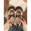 Zapatos de Cuero Marrones con Suela Gruesa y Cordones de Lazo para Mujer, Nuevo Estilo Primavera y Otoño 2026, Zapatos Mary Jane Franceses para Combinar con Faldas