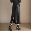 Elegante y con clase falda de cordero proteinada para mujer, nuevo modelo otoño/invierno 2026, de cintura alta, adelgazante, con abertura trasera y elegante ribete de encaje