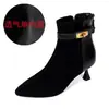Botas de cuero de estilo nuevo para otoño e invierno para mujer, botas de moda marrones de punta francesa que estilizan, de media pantorrilla.