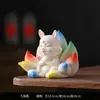 Enfeites de Raposa de Nove Caudas Cerâmica Desenho Animado Fofo Raposinha Decoração de Mesa Estação de Trabalho de Escritório Presente para Estabilidade Emocional
