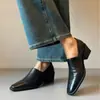 Versão em Pele de Ovelha~Design Plissado, Salto Bloco, Versátil, Sapatos de Couro de Alta Qualidade, Sapatos de Salto Médio Simples Retrô de Bico Baixo para Mulheres