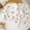 Conjunto de Roupa Íntima de Algodão Antibacteriano 7A Roupas de Outono e Calças para Meninos Roupas de Bebê Roupas Quentes para Casa para Meninas