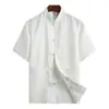 Conjunto de Manga Corta de Lino de Verano Estilo Tang NN para Hombres de Mediana Edad y Mayores, Hanfu Estilo Chino, Ropa Casual de Algodón y Lino Estilo Chino para Hombres