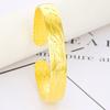 Pulsera Abierta Retro Brillante de 10 mm para Mujer Chapada en Oro Dragón y Fénix Palabra de Bendición Cara Ancha Pulsera de Cobre para Mujer