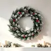 Decoração externa com rattan de Natal artificial 40cm PVC spray pontudo Fruto de Pinheiro Branco Fruta vermelha decoração Guirlanda de Natal