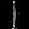 Pênis de Silicone com Duas Cabeças Gay Lésbica Dildo Transparente Estendido Dispositivo de Masturbação de Inserção Manual para Casais Compartilharem Maré Instantânea