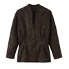 Fabricante Mayorista de Ropa para Mujer Transfronteriza Moda Europea y Americana 2026 Blazer de Gamuza con Botones y Estampado de Leopardo