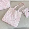 67133 Bolso de Hombro Único Floral con Lazo Suave Ribete de Encaje Bolso de Lona Bolso de Gran Capacidad para Estudiantes