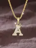Popular Europeo y Americano 26 Letras Inglesas Corona Completa de Diamantes Colgante de Cobre Collar para Clavícula Simple Moda Joyería de Alta Gama