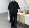 Camisa masculina de seda gelada de manga curta, estilo fino de verão, toque de alta qualidade, camisa de meia manga, estilosa e fresca, manga de três quartos, jaqueta de design nicho