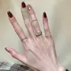 Anillo Ovalado Ancho de Plata Apilable Popular de Xiaohongshu para Mujer, Diseño Único, Anillo para Dedo Índice, Venta al por Mayor de una Pieza