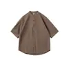 Yidao Vintage 2026 Verano Nuevo Estilo Nuevo Estilo Chino Color Sólido Bolsillo de Parche Cuello Alto Camisa para Hombre con un Diseño de Manga Corta de Gama Alta Fresco y Elegante