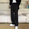 Calça masculina casual de verão retrô japonesa, solta, perna reta, marca da moda, cor sólida simples, calça versátil de perna reta para homens