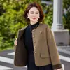 Elegante Cardigan Curto de Lã para Mães Outono para Mulheres de Meia-Idade e Idosas Primavera/Outono Elegante de Alta Qualidade Redutor de Idade Casaco de Lã