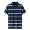Camisa Polo Listrada de Manga Curta para Homem, Nova Casual Versátil de Verão 2026 com Gola, Camiseta Tendência de Secagem Rápida