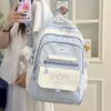 Mochila Estilo Coreano com Cor Contrastante, Estrelas e Bolinhas para Meninas do Ensino Fundamental e Médio, Aparência Sofisticada, Moderna, Grande Capacidade, Leve, Bolsa Escolar
