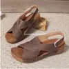 Sandalias Romanas Transfronterizas Europeas y Americanas para Mujer, Pantuflas de Comercio Exterior con Velcro, Sandalias de Plataforma Europeas y Americanas, Color Bloqueo de Playa, Venta al por Mayor, Tallas Grandes