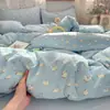 Confortável Conjunto de Cama de Quatro Peças Classe A, Algodão Puro, Grau Materno e Infantil, Gaze de Camada Dupla, Estilo Ins para Dormir Nu, Lençol de Cima, Capa de Edredom, Conjunto de Três Peças para Dormitório