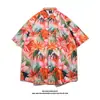 Camisa Floral Estilo Tailandês Praia de Bangkok, Manga Curta, Roupa Unissex para Casal, Camisa Solta Retro Cool de Secagem Rápida para o Festival Songkran