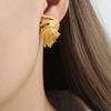 Pendientes asimétricos de grano de trigo dorado de 18 quilates con baño de acero de titanio, joyería a juego para mujer, de nueva moda francesa transfronteriza.