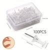 Caixa com 100 Peças Unhas Transparente em Formato de I Unhas de Pressão Prateadas Unhas Criativas para Arte DIY Unhas de Cortiça Unhas para Parede de Fotos