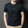 Camiseta Casual de Manga Corta para Hombre de Seda Estilo Nuevo de Verano Moda Tendencia Negocios Holgada Camiseta para Hombre