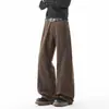 Nuevos jeans de pierna recta para hombre, estilo retro americano lavado, marca de moda, geniales y holgados, pantalones casuales de trabajo de algodón puro para hombre
