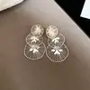 Pendientes de Borla Redondos Huecos Irregulares de Aguja de Plata Pendientes de Botón Dulces y Suaves Europeos y Americanos Accesorios para Orejas de Moda Lujo Ligero Sensación de Alta Gama
