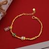 Pulsera para Mujer con Diseño de Bola Didi Brillante, Sensación Azul Quemado, Oro Roto, Bolsa Fugui Fu, Pulsera Nueva Estilo Chino, Perla Envuelta en Oro Arena