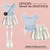 Conjunto de Dos Piezas Veraniego para Niñas Estilo Coreano con Parches de Mariposas Diseño Chic Falda de Botones Conjunto Energético