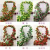 Enredaderas de Ratán de Rosa Simulada Techo de Sala de Estar Colgante de Pared Diseño Decoración de Boda Flores Falsas Flores de Planta Simulada