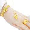 Oro aluvial birmano Zhenrong Anillo de flor para mujer Collar con flor de latón bañado en oro Pulsera Juego de tres piezas Accesorios de boda